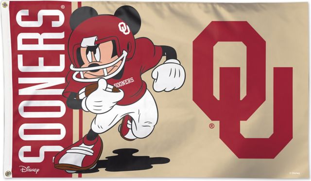 University Of Oklahoma 3'X5' Deluxe Flag-Mickey Mouse  - ONLINE ONLY