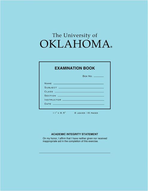 University of Oklahoma Blue Book