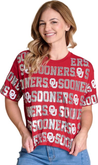 University of Oklahoma Women's Sequin Short Sleeve T-Shirt